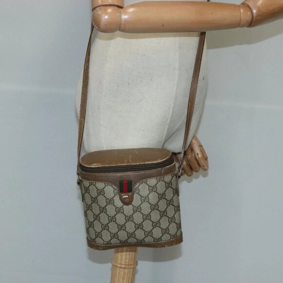 GUCCI GG Supreme Web Sherry Line Shoulder Bag PVC Beige Red - Picture 13 of 15